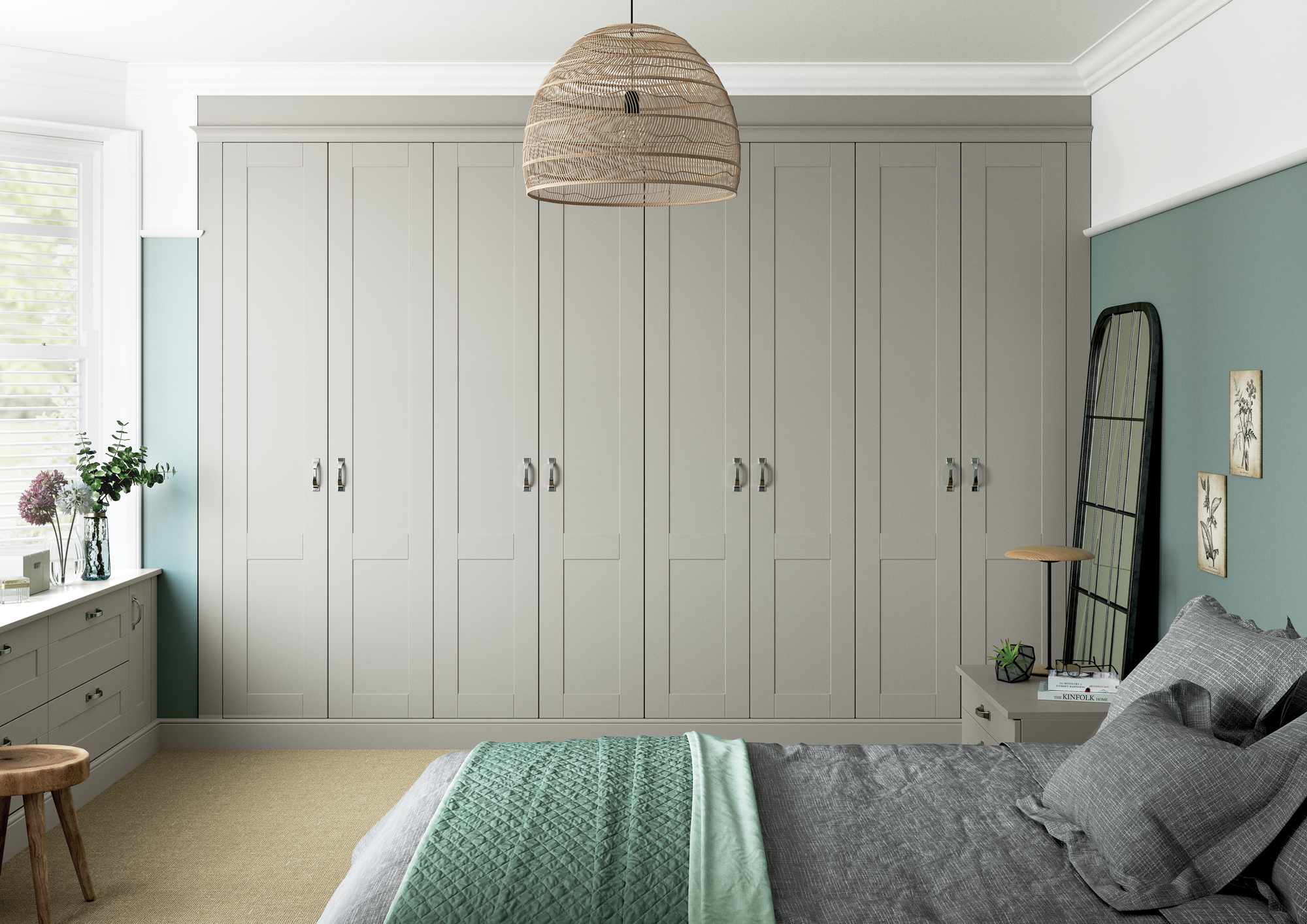 Rockingham-style shaker bedroom design illustration