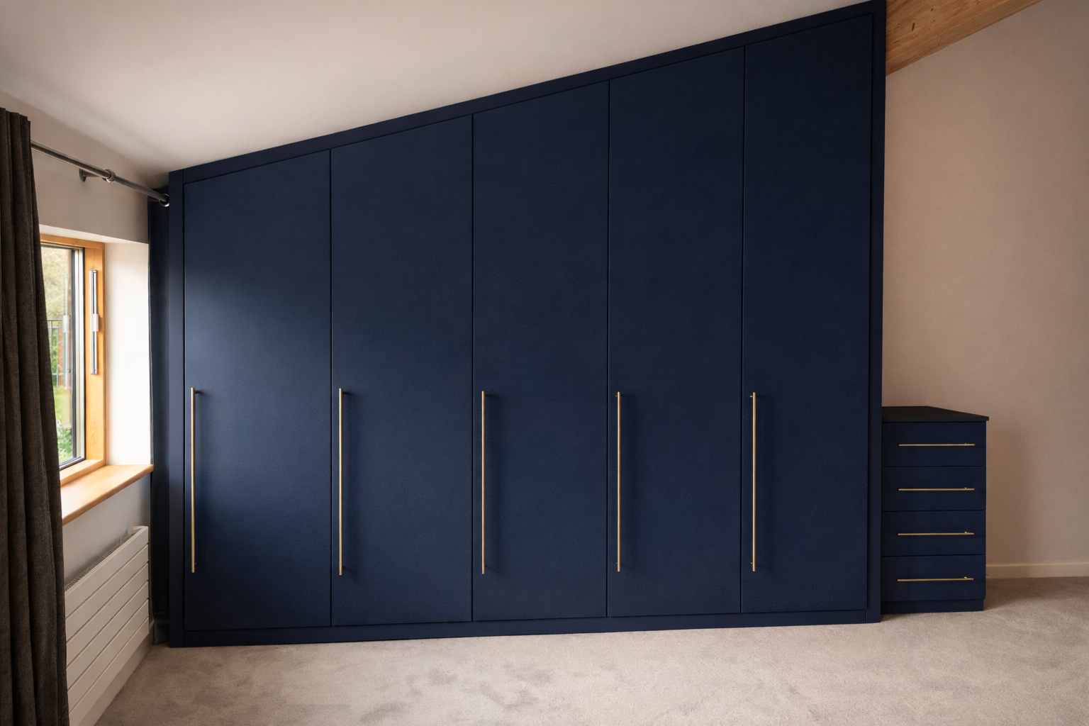 Angled fitted wardrobes featured on our Harpenden page